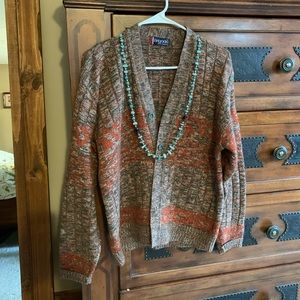 Bridge by Arrow M cardigan grandpa sweater button down vintage retro brown wool